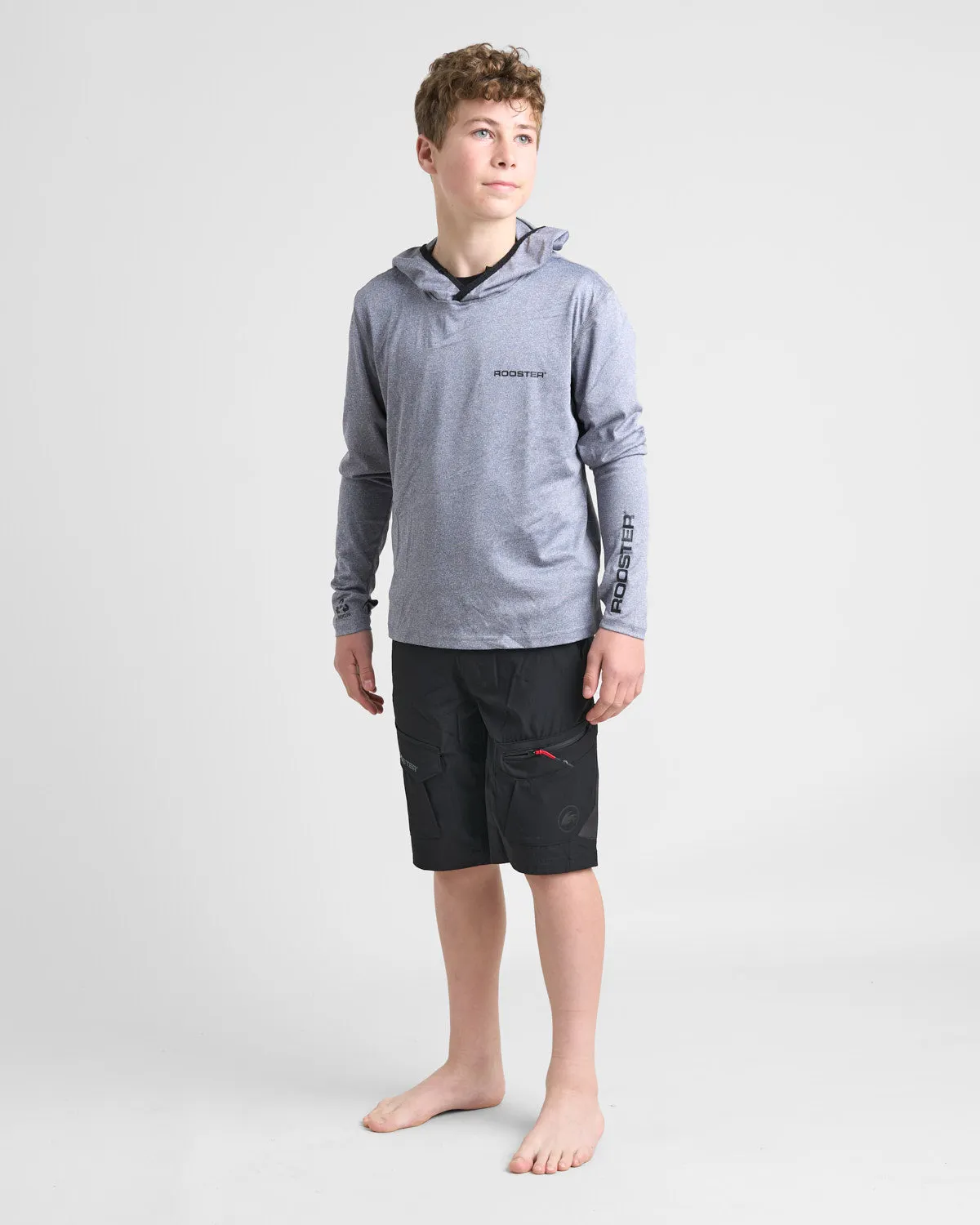 Junior Hooded Quick Dry UVF 50+ Tech T-Shirt Long Sleeved - Last Season Colours, image 8