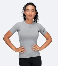 Womens Eco Spandex LT Short Sleeve Baselayer Top - Platinum