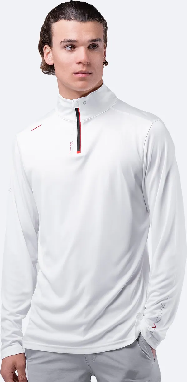 Mens UVActive High Collar 1/4 Zip Top - White
