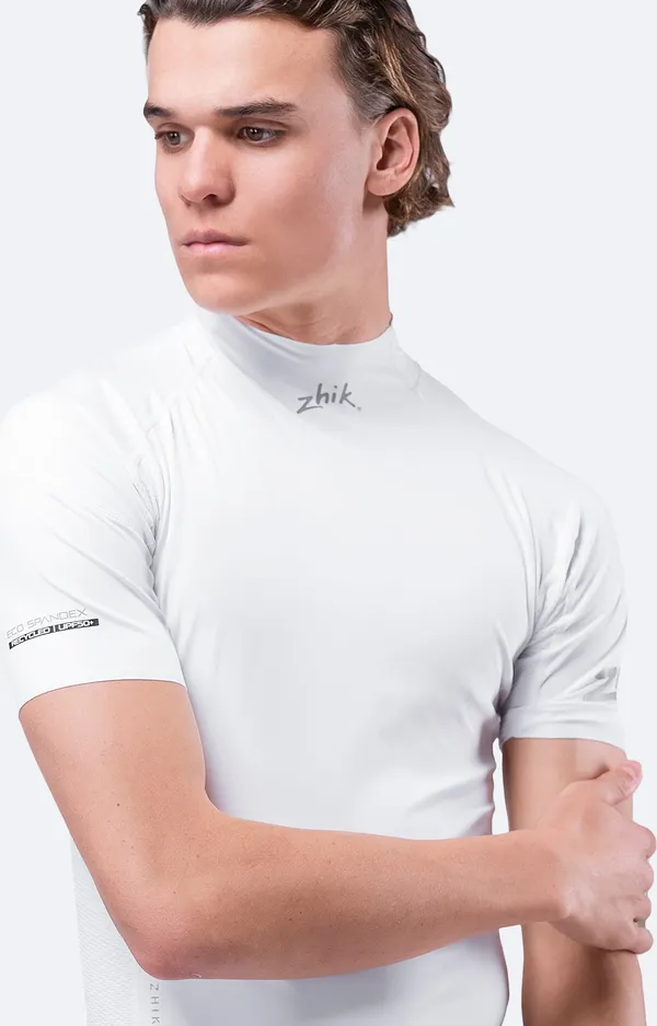 Mens White Eco Spandex Short Sleeve Top