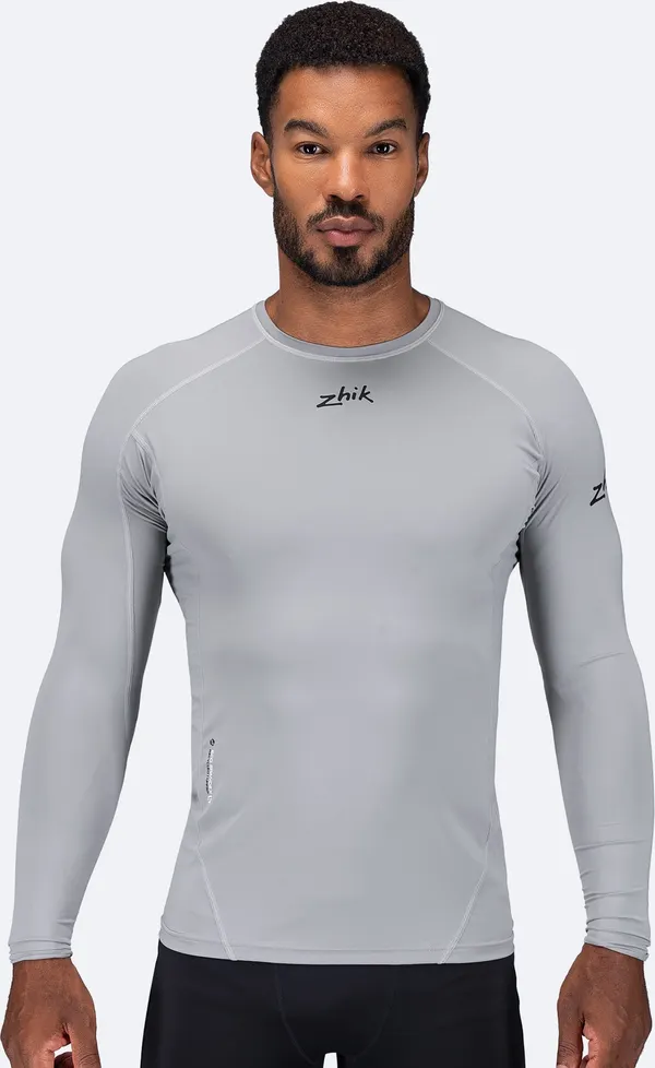 Mens Eco Spandex LT Long Sleeve Baselayer Top - Platinum