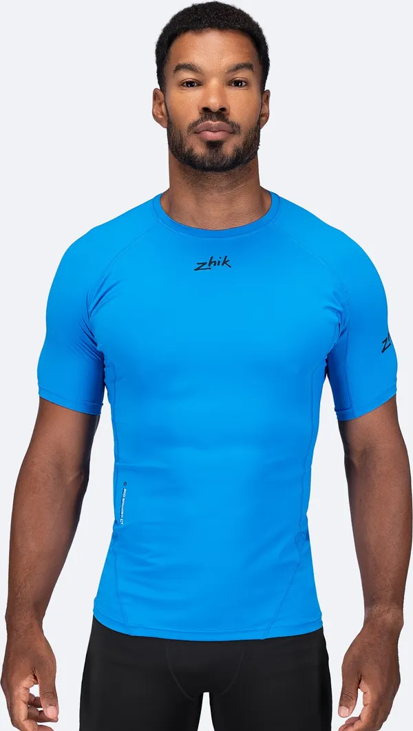 Mens Eco Spandex LT Short Sleeve Baselayer Top - Cyan