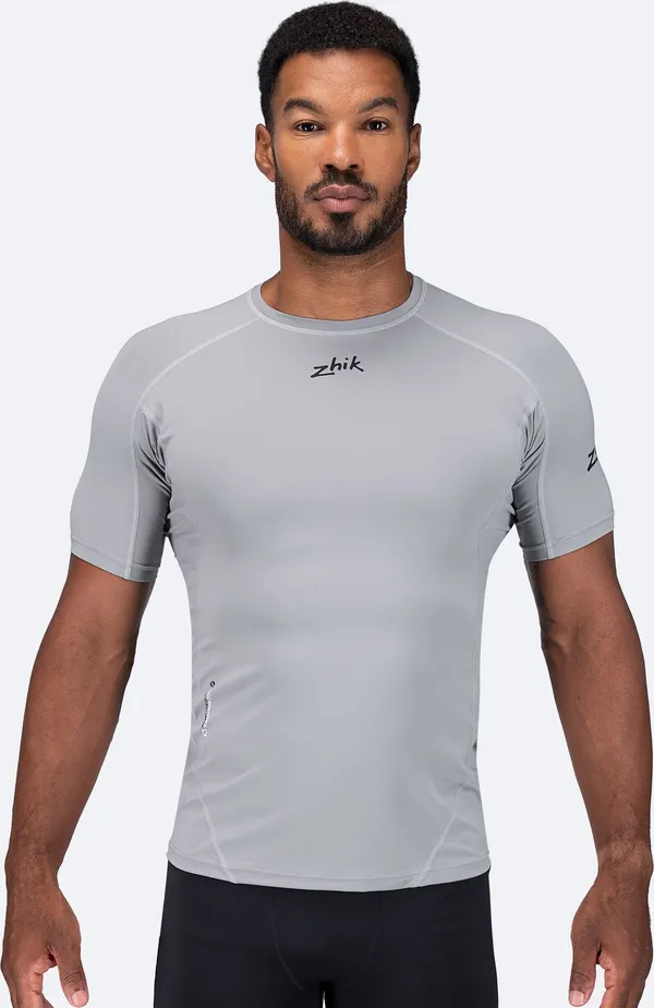 Mens Eco Spandex LT Short Sleeve Baselayer Top - Platinum